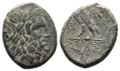 (Bronze, 8.01g 20mm)

BITHYNIA,

DiaTime of Mithradates VI Eupator (ca 85-65 BC) AE

Laureate head of Zeus to right

Rev: ΔIAΣ - Eagle standin...