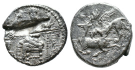 (Silver, 4.99g 18mm)

KINGS of CAPPADOCIA.

Ariarathes I. 333-322 BC. AR Drachm.

Gaziura mint. Baal of Gaziura seated left, torso facing, holdi...