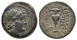 (Bronze, 6.54g 19mm)

SELEUKID KINGS OF SYRIA.

Antiochos VI Dionysos, 144-142 BC. AE