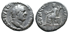 (Silver, 3.30g 17mm)

Vitellius AR Denarius.

Rome, 69 AD. A VITELLIVS GERMAN IMP TR P, laureate bust right / CONCORDIA P R, Concordia seated left...