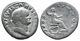 (Silver, 3.20g 19mm)
Roman Imperial
Vespasian
Rome, 74 AD. AR denarius, IMP CAESAR VESPASIANUS laureate head right / PONMAX TRP COS V Vespasian sea...
