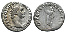 (Silver, 3.21g 19mm)

Domitian Denarius 81-96 AD.

Rome, 86 AD.

Obv: IMP CAES DOMIT AVG - GERM P M TR P V Head laureate right.