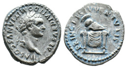 (Silver, 3.24g 18mm)Domitian 81-96
RÖMISCHE KAISERZEIT
Domitianus 81-96
CAESAR AVG F DOMITIANVS COS VII, belorb. Kopf r. Rv.: PRINCEPS IVVENTVTIS, Hel...