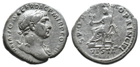 (Silver, 3.23g 19mm)

Trajan, 98-117. Denarius

Rome, 111. IMP TRAIANO AVG GER DAC P M TR P Laureate head of Trajan to right, with drapery on left...