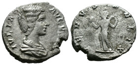 (Silver, 3.45g 19mm)

JULIA DOMNA (Augusta, 193-211).

Denarius. Rome.

Draped bust right.

Rev. Venus standing left, holding palm branch and ...