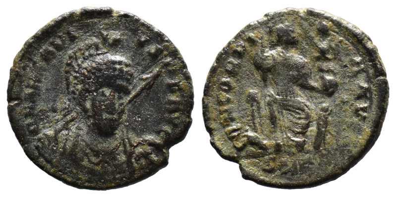 (Bronze, 2.10g 18mm)

Arcadius, 383-408. Follis