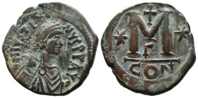 (Bronze, 17.48g 32mm)

BYZANTINE EMPIRE. Justin I, 518-527 AD. AE Follis