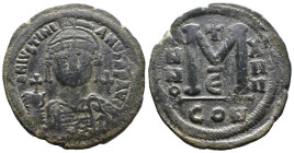 (Bronze, 23.22g 38mm)

BYZANTINE EMPIRE Justinian I. 527-565. Æ follis.