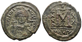 (Bronze, 20.21g 40mm)

BYZANTINE EMPIRE Justinian I. 527-565. Æ follis.