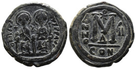 (Bronze, 16.23g 30mm)

BYZANTINE EMPIRE. Justin II, With Sophia. 565-578 Æ follis.