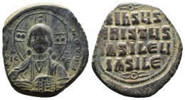 (Bronze, 9.50g 28mm)

Basil II, Anonymous A2. Follis;

Constantinople, Under Basil II, c. 976-1030/5 AD, Follis,