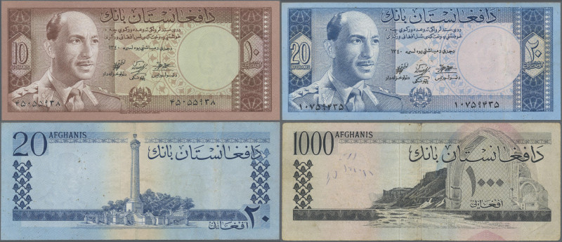 Afghanistan: Da Afghanistan Bank, set with 3 banknotes, SH1340-1342 (1961-1963) ...