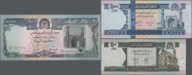 Afghanistan: Da Afghanistan Bank, lot with 29 banknotes, 1977-2012 series, comprising 10, 20, 50, 100, 500 and 1.000 Afghanis 1977 (P.47c, 48c, 49c, 5...