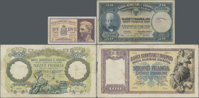 Albania: Banca Nazionale d'Albania, set with 8 banknotes, 1926-1942 ND series, including 2x 5 Franka Ari ND(1926) (P.2a,b F/F-), 20 Franka Ari ND(1926...