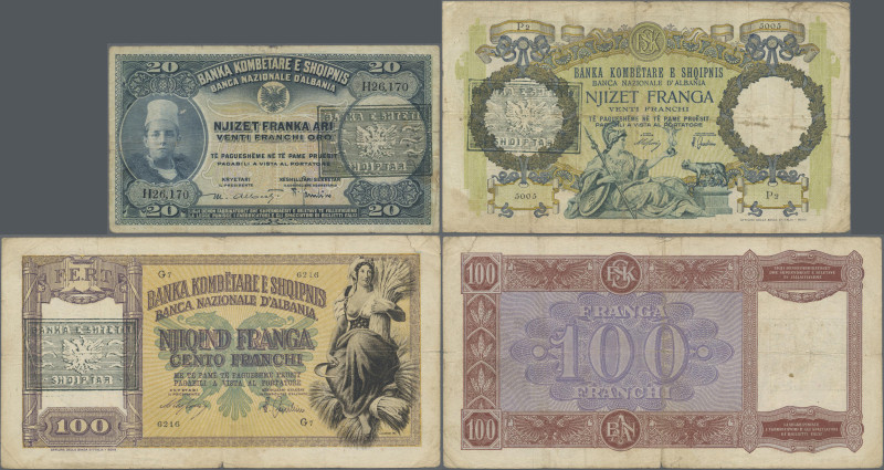 Albania: Banca Nazionale d'Albania, set with 3 banknotes 2x 20 and 100 Franga wi...