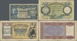 Albania: Banca Nazionale d'Albania, set with 3 banknotes 2x 20 and 100 Franga with overprint Banka e Shtetit Shqiptar, P.12b (F/F-), P.13 (F- with sma...