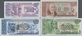Albania: Banka e Shqiperise, lot with 5 banknotes, 1992 and 1994 series, including 200 (aUNC with samall stains), 500 (UNC) and 1.000 (UNC) Leke 1992 ...