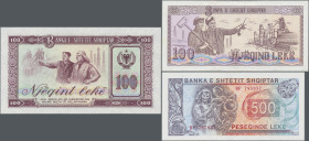 Albania: Banka e Shtetit Shqiptar, lot with 13 banknotes, 1964-1991 series, with 1, 3, 10, 25, 100 Leke 1964 in UNC, 1, 3, 5, 10, 50 Leke 1976 and 100...