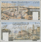 Algeria: Banque Centrale d'Algérie 100 Dinars 1964 with French Block # style, P.125a, staple holes upper left and soft vertical fold, otherwise crisp ...