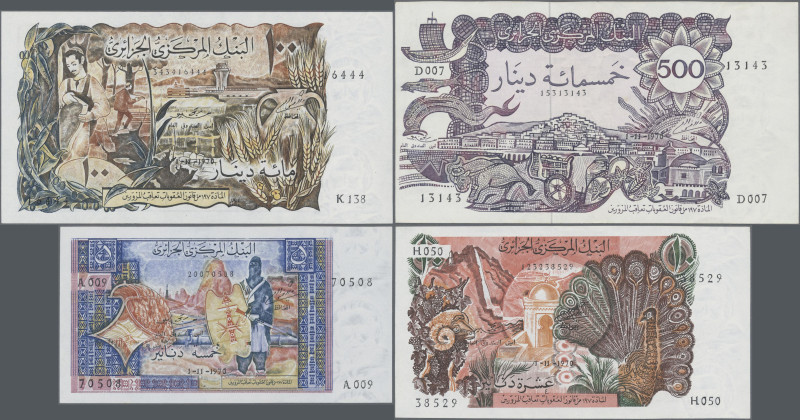 Algeria: Banque Centrale d'Algérie, lot with 4 banknotes 1970 series with 5 Dina...