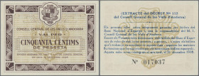 Andorra: Consell General de les Valls d'Andorra, 50 Centimes 19.12.1936, P.5 in perfect UNC condition. Rare!
 [differenzbesteuert]