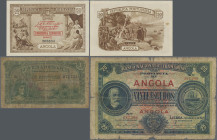 Angola: Banco Nacional Ultramarino – Provincia de Angola and República Portuguesa – Angola, lot with 3 banknotes, consisting 20 Escudos 1921 (P.59, G/...