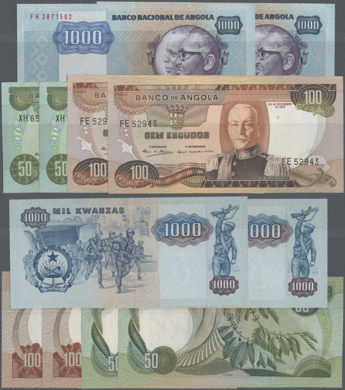 Angola: Banco Nacional de Angola, set with 6 banknotes 2x 50 Escudos 1972 (P.100...