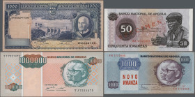 Angola: Banco de Angola and Banco Nacional de Angola, lot with 58 banknotes, 1962-2012 series, comprising 20, 50, 500 and 1.000 Escudos 1962 (P.92, 93...