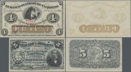 Argentina: Republica Argentina and Banco Oxandaburu y Garbino, pair with 5 Centavos 1892 (P.213, XF) and 4 Reales Bolivianos 1869 remainder (P.S1781r,...