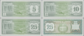 Aruba: Banco Central di Aruba, set with 5, 10 and 25 Florin 1986, P.1-3 in UNC condition. (3 pcs.)
 [differenzbesteuert]