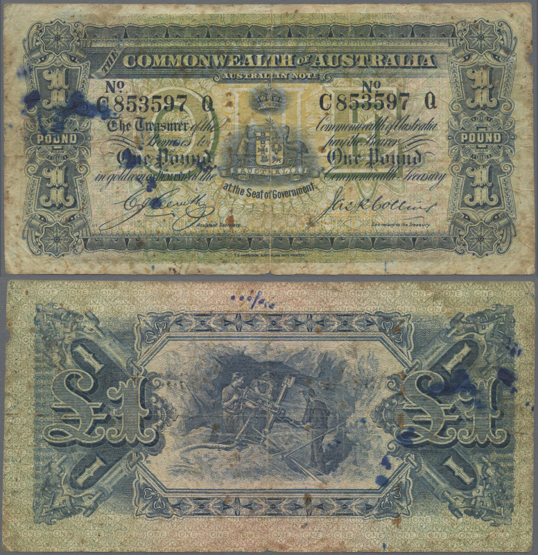 Australia: The Commonwealth of Australia – Treasury, 1 Pound 1918 with signature...