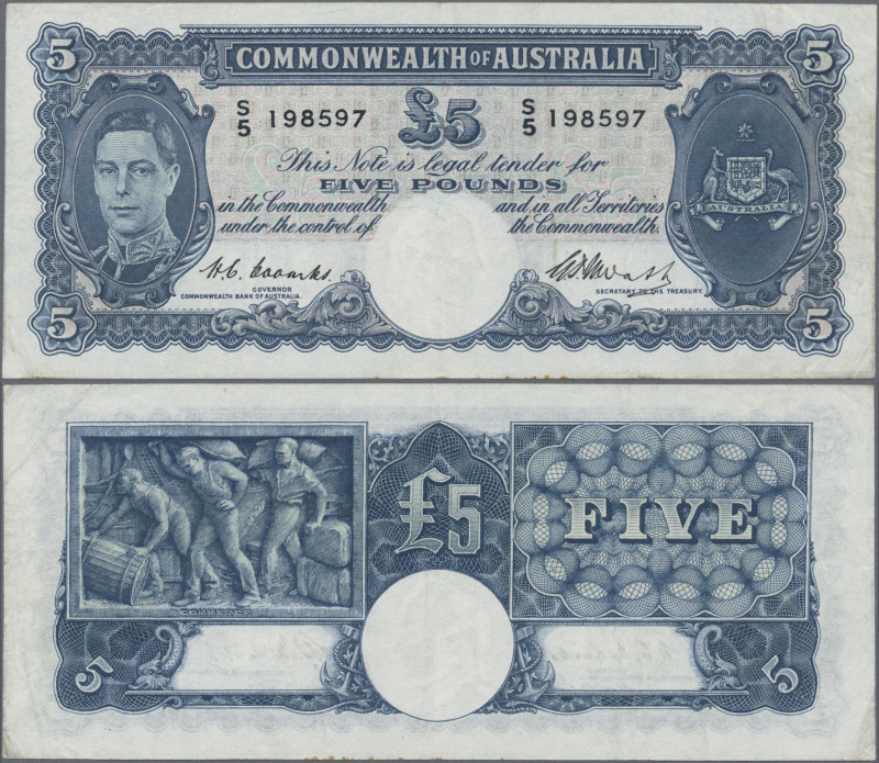 Australia: Commonwealth Bank of Australia, 5 Pounds ND(1939-52) with signatures:...