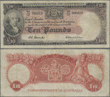 Australia: Commonwealth Bank of Australia, 10 Pounds ND(1954-59), P.32, still nice with lightly toned paper, some spots and tiny hole at center, Condi...
