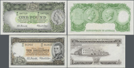 Australia: Reserve Bank of Australia, pair with 10 Shillings and 1 Pound ND(1961-65), P.33 (VF+/XF) and P.34 (aUNC). (2 pcs.)
 [differenzbesteuert]