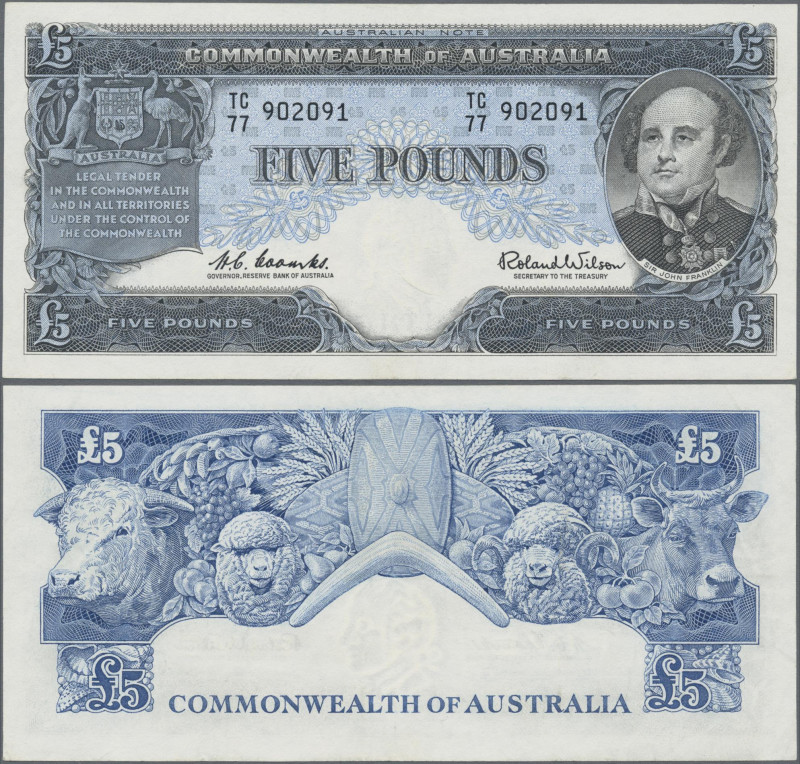 Australia: Reserve Bank of Australia, 5 Pounds ND(1960-65), P.35, small bend upp...