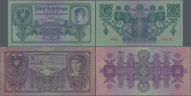 Austria: Oesterreichische Nationalbank, pair with 5 Schilling 1925 (P.88, VF/VF+) and 10 Schilling 1925 (P.89, F/F-, minor margin split and tiny pinho...