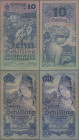 Austria: Oesterreichische Nationalbank, set with 6 banknotes, 1927-1933 series, with 5 Schilling 1927 (P.93, UNC), 10 Schilling 1927 (P.94, XF+/aUNC),...