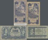 Austria: Oesterreichische Nationalbank, set with 10 banknotes, 1945 series, with 2x 10 Schilling (P.114, XF), 10 Schilling Zweite Ausgabe (P.115, VF+)...
