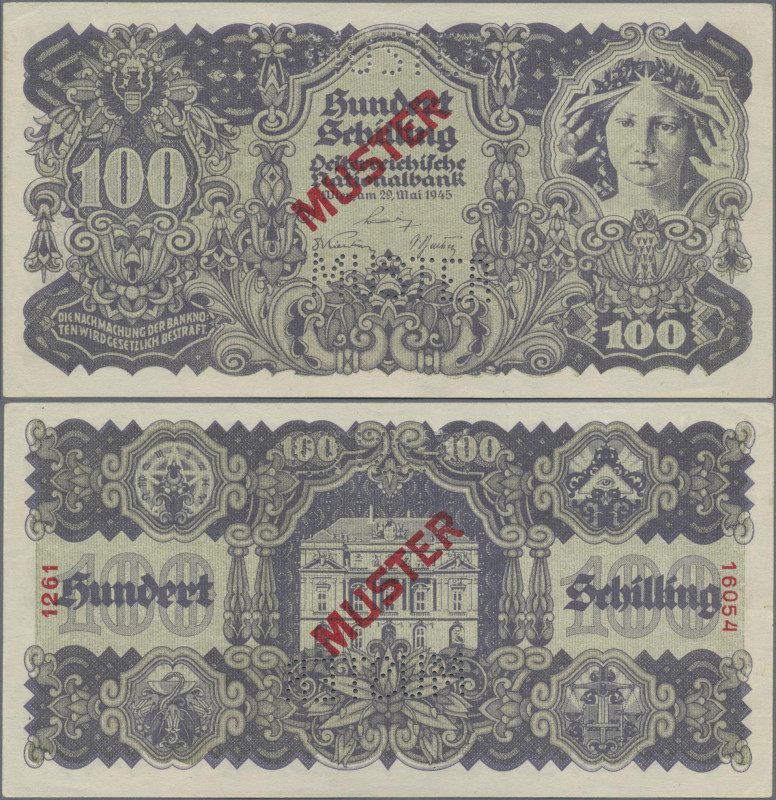 Austria: Österreichische Nationalbank 100 Schilling 29.05.1945 MUSTER, P.118s, a...