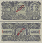 Austria: Österreichische Nationalbank 100 Schilling 29.05.1945 MUSTER, P.118s, almost perfect condition, just a tiny dint upper left corner and a few ...