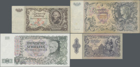 Austria: Oesterreichische Nationalbank, set with 10 banknotes, 1946-1954 series, comprising 10 Schilling 1946 (P.122, aUNC/UNC), 20 Schilling 1946 (P....