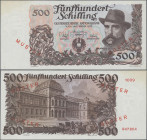 Austria: Oesterreichische Nationalbank, 500 Schilling 1953 SPECIMEN with portrait of Prof. Dr. Julius Wagner-Jauregg, P.134s, red overprint and perfor...