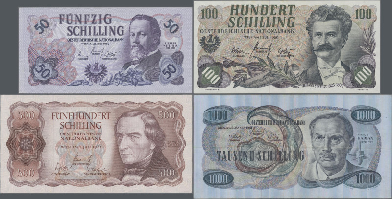 Austria: Oesterreichische Nationalbank, lot with 5 banknotes, 1956-1965 series, ...