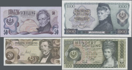 Austria: Oesterreichische Nationalbank, lot with 6 banknotes, 1966-1970 series, including 20 Schilling 1967 (P.142, XF), 2x 50 Schilling 1970 (P.143, ...