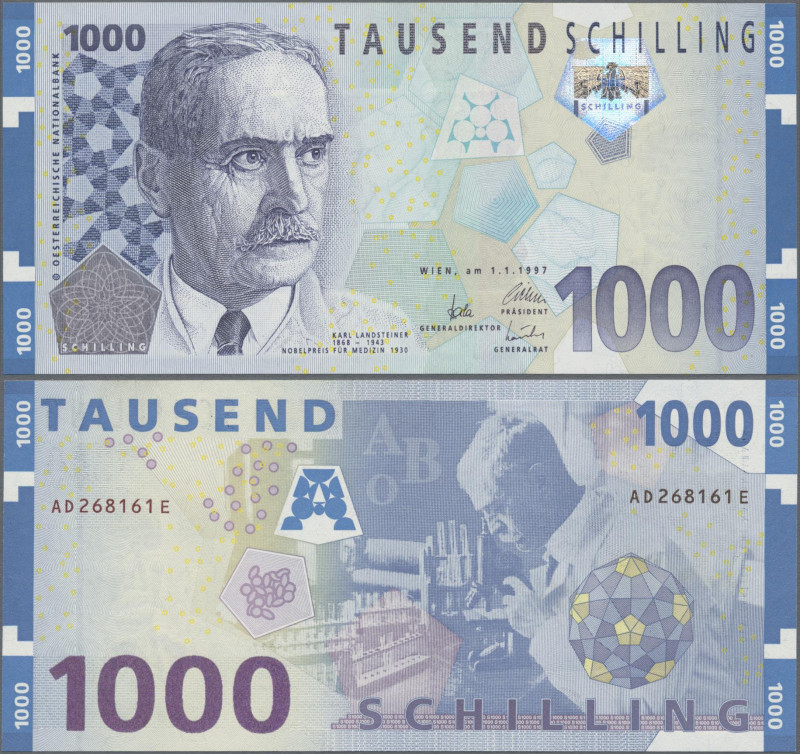 Austria: Oesterreichische Nationalbank, 1.000 Schilling 1997, P.155 with portrai...