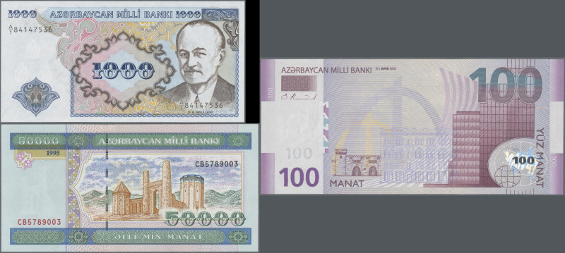 Azerbaijan: National Bank and Central Bank of Azerbaijan, lot with 18 banknotes,...