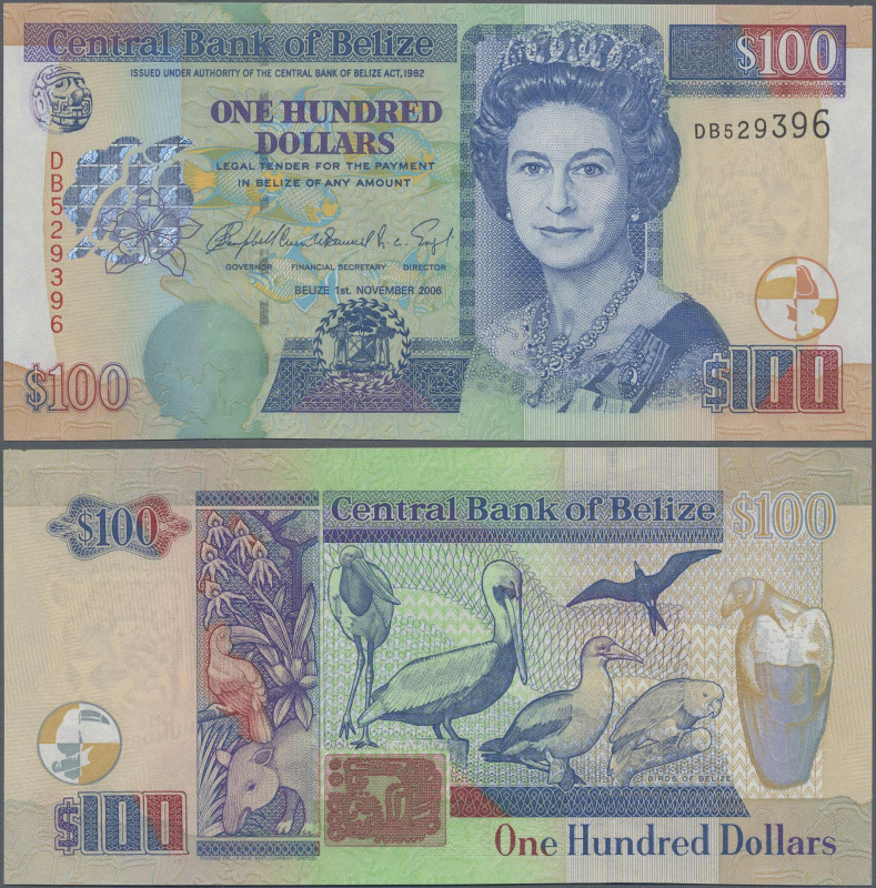 Belize: Central Bank of Belize 100 Dollars 2006, P.71b in UNC condition.
 [diff...