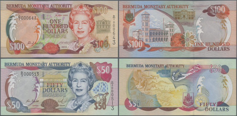 Bermuda: Bermuda Monetary Authority, pair with 50 Dollars 2007 with very low ser...