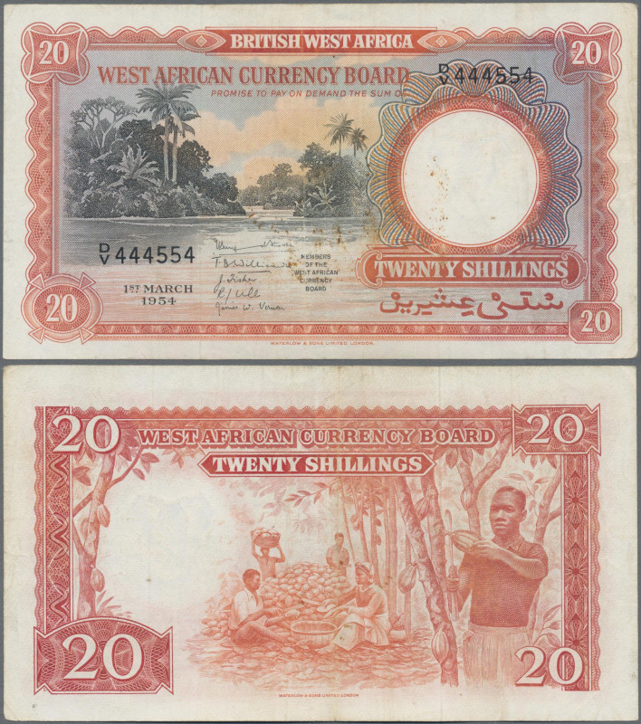 British West Africa: West African Currency Board 20 Shillings 1954, P.10a, still...