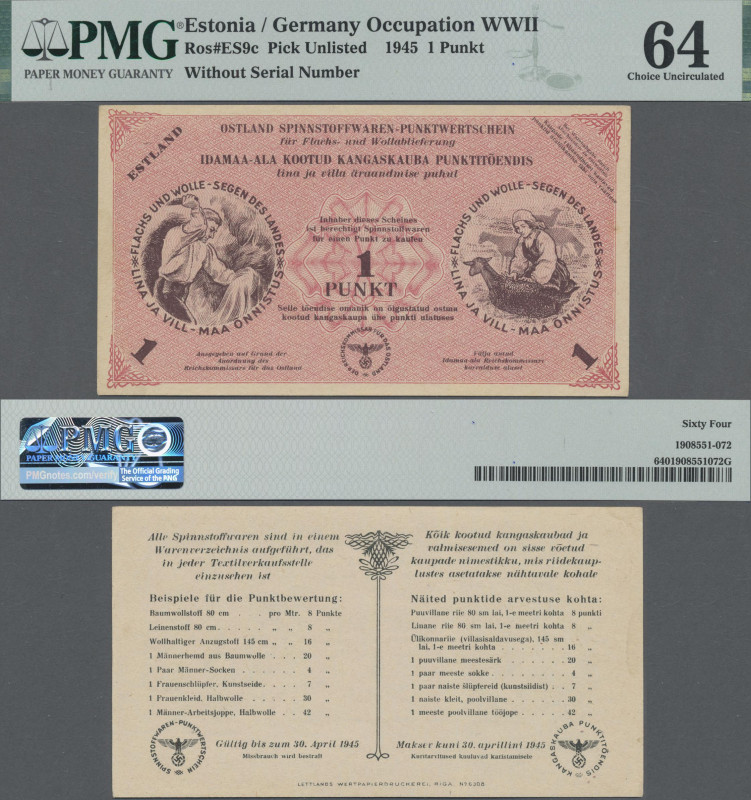 Estonia: Ostland Spinnstoffwaren-Punktwertschein, 1 Punkt 1945, P.NL (Ro.ES9c), ...